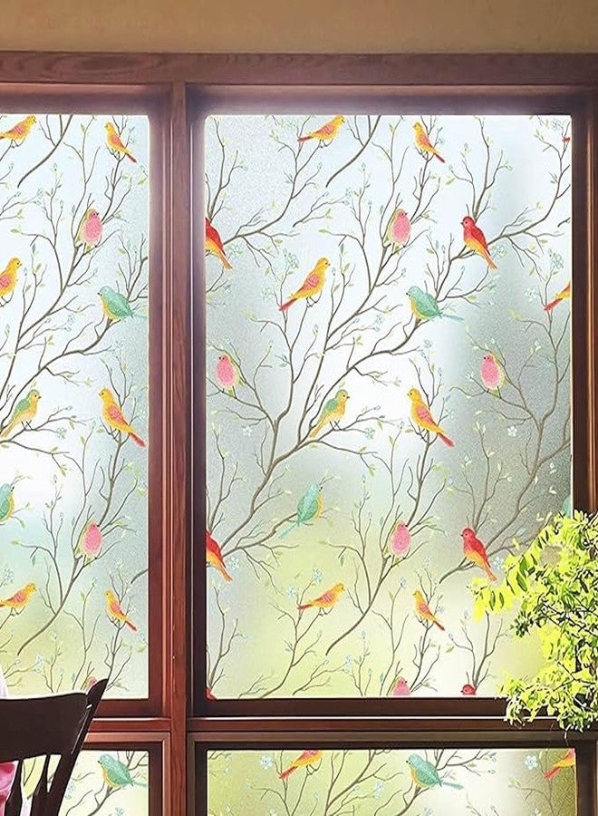SUNBIRD Window Privacy Film, Stained Flute Window Film, Tulip Vinyl Glass 3D Decorative Glass Covering, Sun Blocking Cover for Home, (Bird, 45 x 254cm) - Image 3